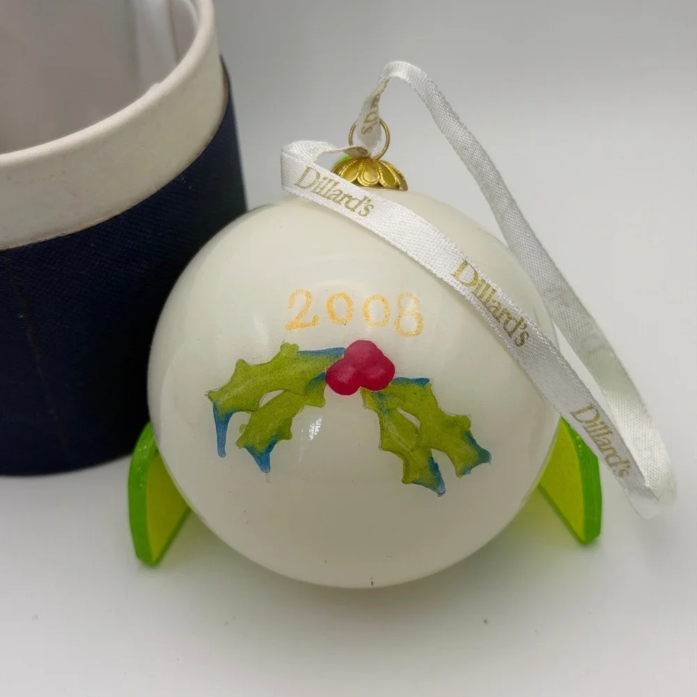 Two Turtle Doves Glass Ornament 12 Days‎ of Christmas Dillard's 2008 Handpainted